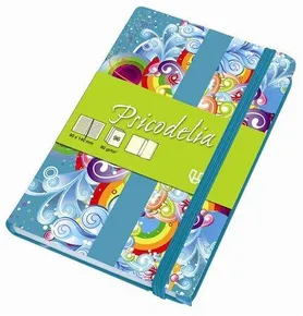 Písací blok "Psicodelia", rôzne farby, linkovaný, tvrdé dosky, A6, 96 listov, UNIPAPEL